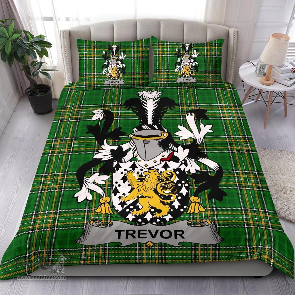 Irish Trevor Coat of Arms Family Crest Ireland Bedding Set Irish National Tartan Irish County Bedding Set Duvet Covers