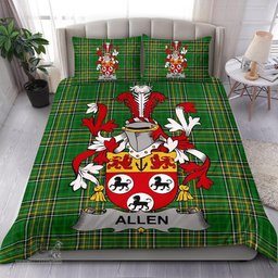 Irish Allen Coat of Arms Family Crest Ireland Bedding Set Irish National Tartan Irish County Bedding Set Duvet Covers