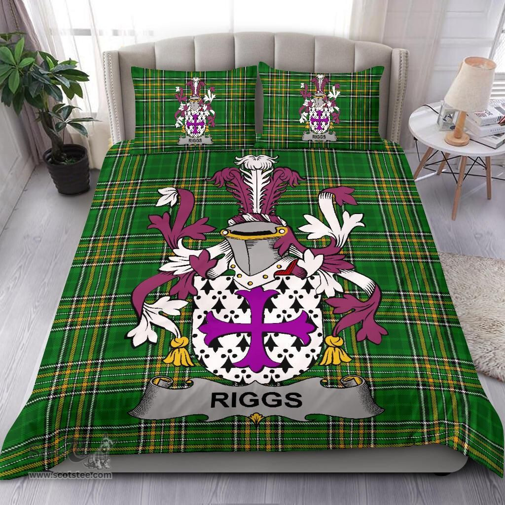 Irish Riggs Coat of Arms Family Crest Ireland Bedding Set Irish National Tartan Irish County Bedding Set Duvet Covers