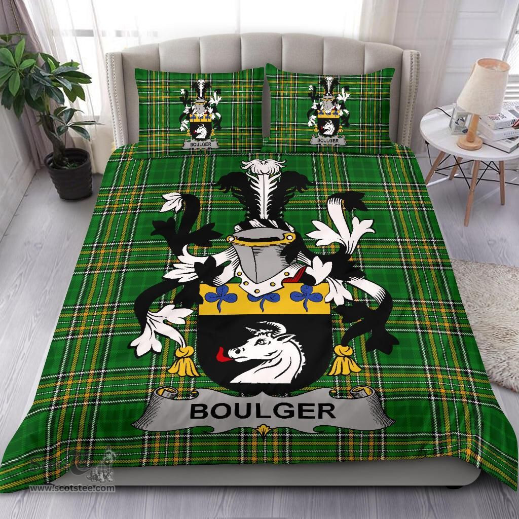 Irish Boulger or O'Bolger Coat of Arms Family Crest Ireland Bedding Set Irish National Tartan Irish County Bedding Set Duvet Covers