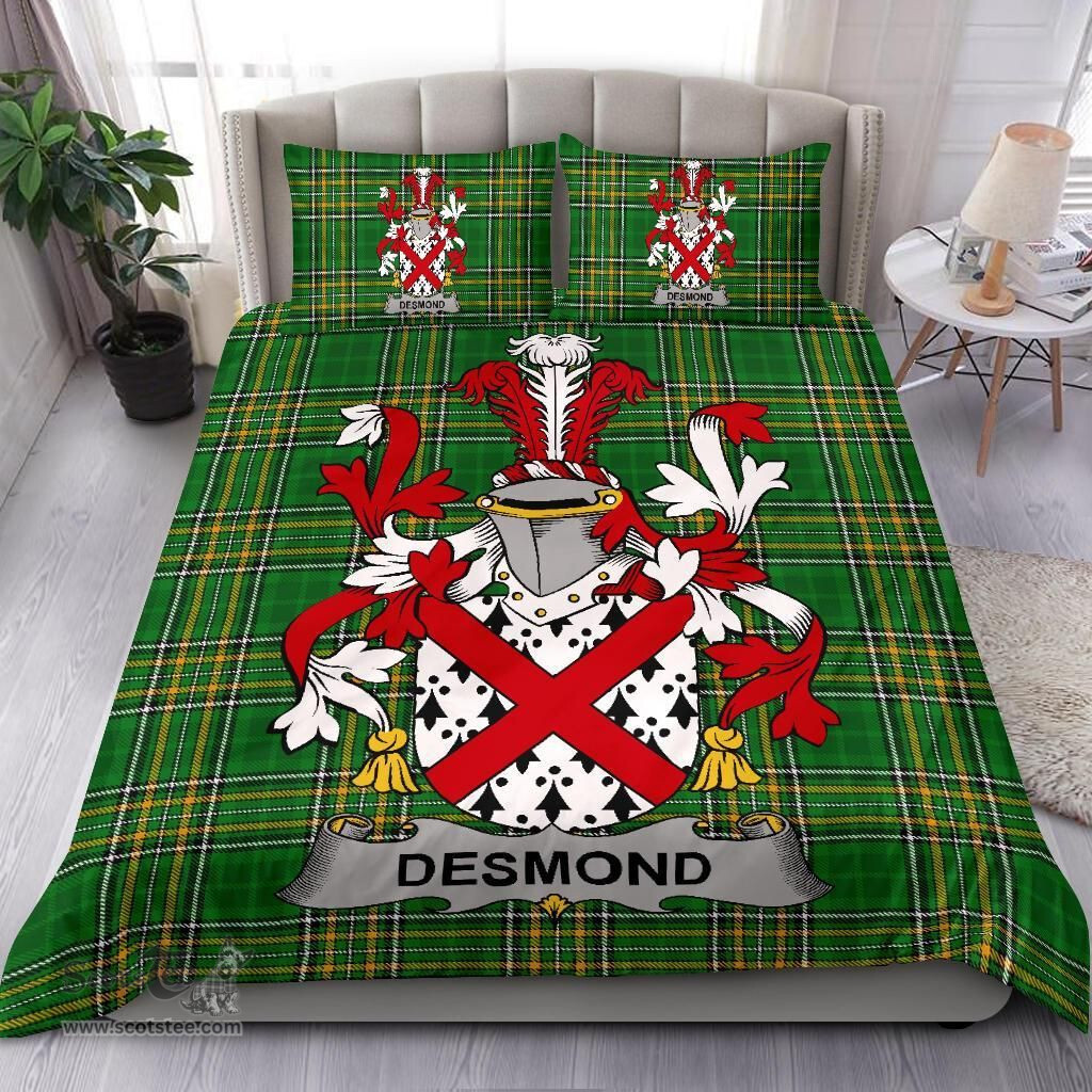 Irish Desmond Coat of Arms Family Crest Ireland Bedding Set Irish National Tartan Irish County Bedding Set Duvet Covers