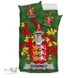 Irish Downey or O'Downey Coat of Arms Family Crest Ireland Bedding Set Irish National Tartan Irish County Bedding Set Duvet Covers