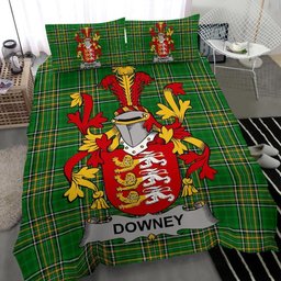 Irish Downey or O'Downey Coat of Arms Family Crest Ireland Bedding Set Irish National Tartan Irish County Bedding Set Duvet Covers
