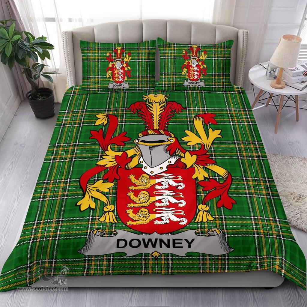 Irish Downey or O'Downey Coat of Arms Family Crest Ireland Bedding Set Irish National Tartan Irish County Bedding Set Duvet Covers