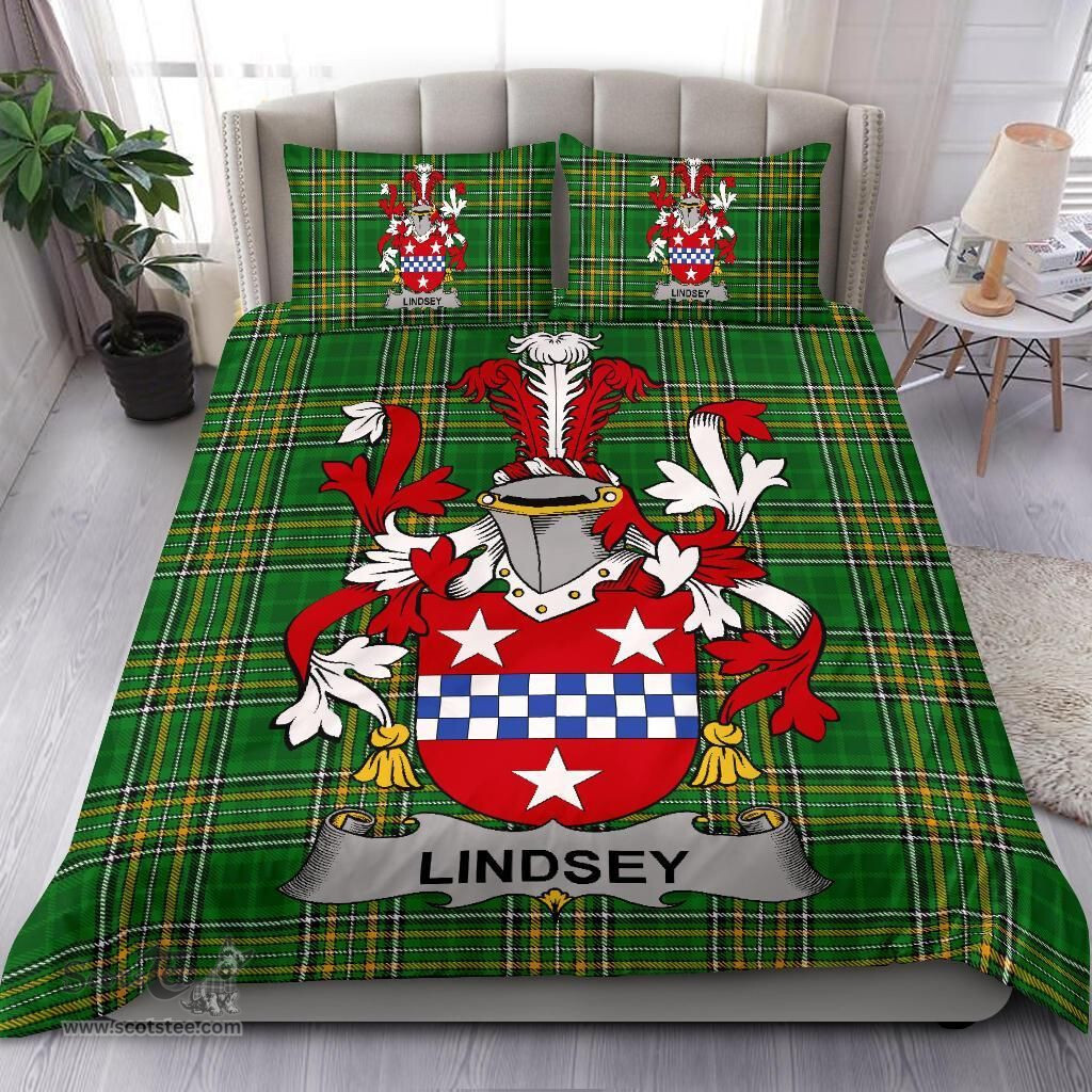 Irish Lindsey Coat of Arms Family Crest Ireland Bedding Set Irish National Tartan Irish County Bedding Set Duvet Covers