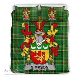 Irish Simpson Coat of Arms Family Crest Ireland Bedding Set Irish National Tartan Irish County Bedding Set Duvet Covers