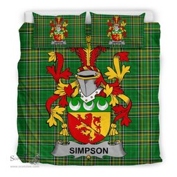 Irish Simpson Coat of Arms Family Crest Ireland Bedding Set Irish National Tartan Irish County Bedding Set Duvet Covers