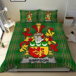 Irish Simpson Coat of Arms Family Crest Ireland Bedding Set Irish National Tartan Irish County Bedding Set Duvet Covers