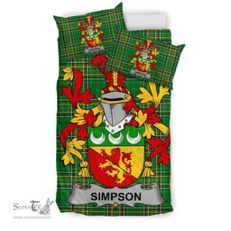 Irish Simpson Coat of Arms Family Crest Ireland Bedding Set Irish National Tartan Irish County Bedding Set Duvet Covers