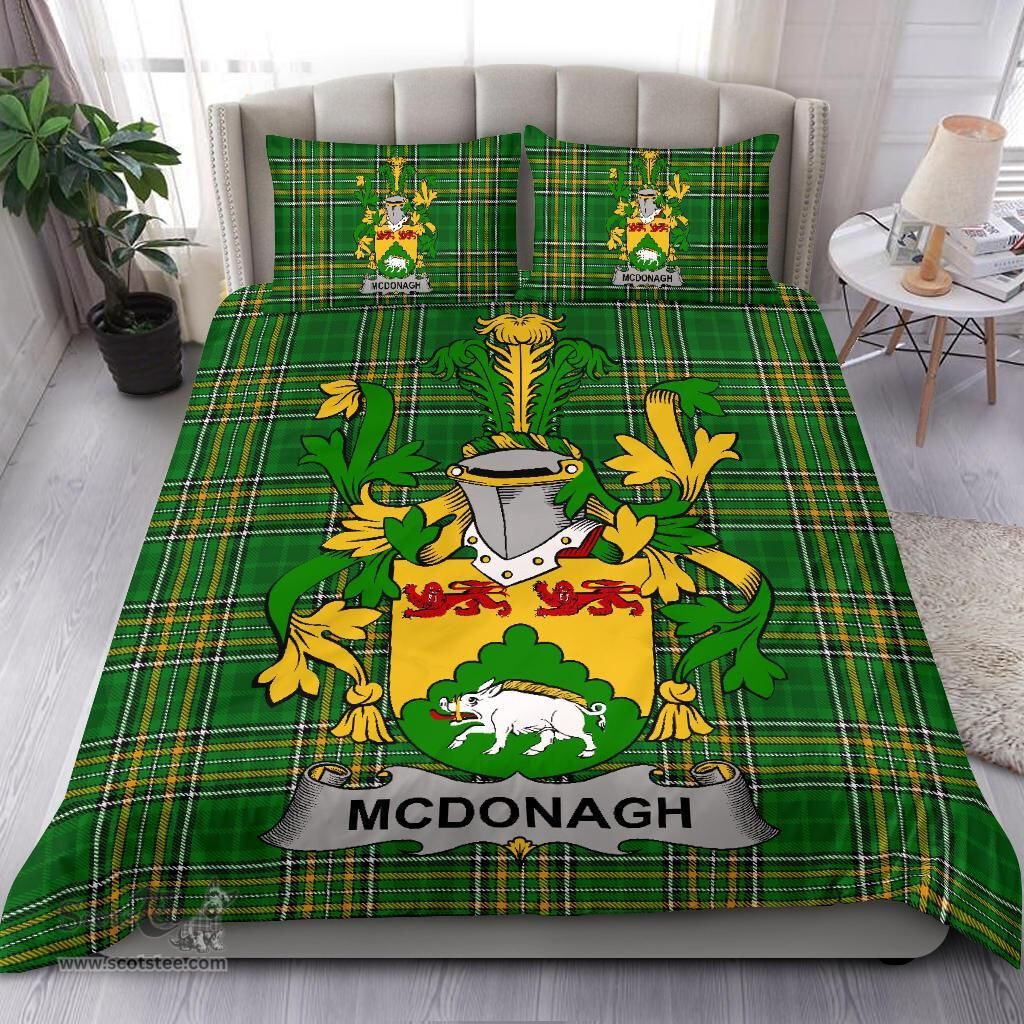 Irish McDonagh or McDonogh Coat of Arms Family Crest Ireland Bedding Set Irish National Tartan Irish County Bedding Set Duvet Covers