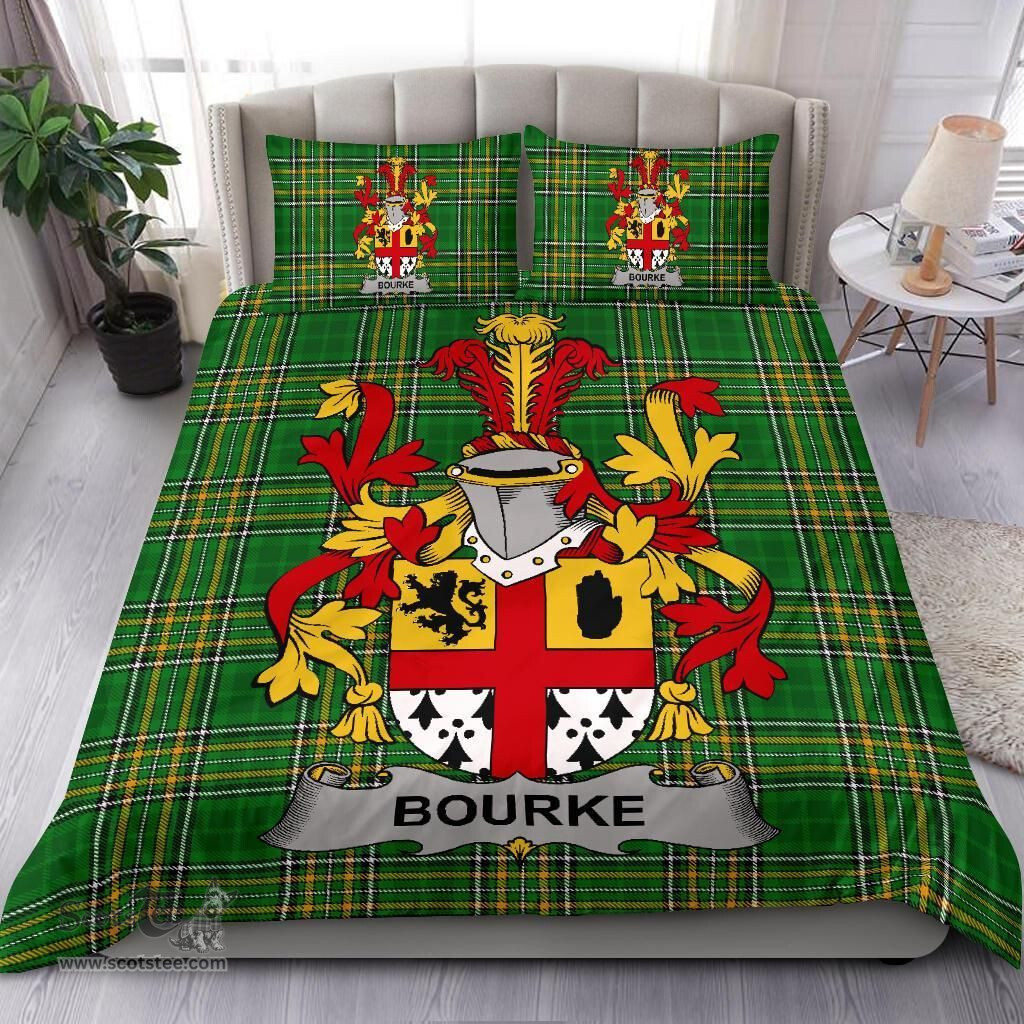 Irish Bourke Coat of Arms Family Crest Ireland Bedding Set Irish National Tartan Irish County Bedding Set Duvet Covers