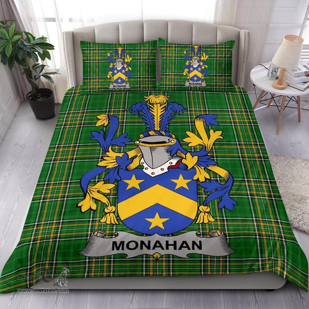 Irish Monahan or O'Monaghan Coat of Arms Family Crest Ireland Bedding Set Irish National Tartan Irish County Bedding Set Duvet Covers