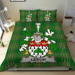 Irish Leech Coat of Arms Family Crest Ireland Bedding Set Irish National Tartan Irish County Bedding Set Duvet Covers