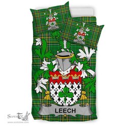 Irish Leech Coat of Arms Family Crest Ireland Bedding Set Irish National Tartan Irish County Bedding Set Duvet Covers