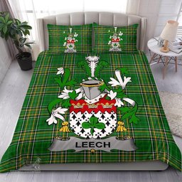 Irish Leech Coat of Arms Family Crest Ireland Bedding Set Irish National Tartan Irish County Bedding Set Duvet Covers