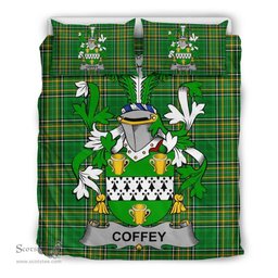 Irish Coffey or O'Coffey Coat of Arms Family Crest Ireland Bedding Set Irish National Tartan Irish County Bedding Set Duvet Covers