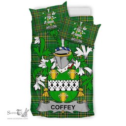 Irish Coffey or O'Coffey Coat of Arms Family Crest Ireland Bedding Set Irish National Tartan Irish County Bedding Set Duvet Covers