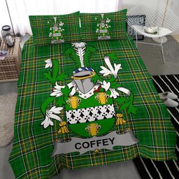 Irish Coffey or O'Coffey Coat of Arms Family Crest Ireland Bedding Set Irish National Tartan Irish County Bedding Set Duvet Covers