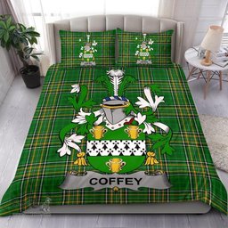 Irish Coffey or O'Coffey Coat of Arms Family Crest Ireland Bedding Set Irish National Tartan Irish County Bedding Set Duvet Covers