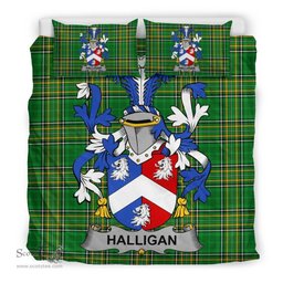 Irish Halligan or O'Halligan Coat of Arms Family Crest Ireland Bedding Set Irish National Tartan Irish County Bedding Set Duvet Covers