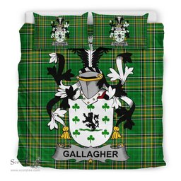 Irish Gallagher or O'Gallagher Coat of Arms Family Crest Ireland Bedding Set Irish National Tartan Irish County Bedding Set Duvet Covers