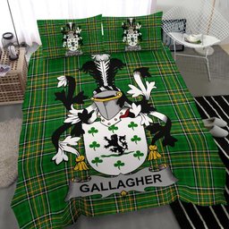 Irish Gallagher or O'Gallagher Coat of Arms Family Crest Ireland Bedding Set Irish National Tartan Irish County Bedding Set Duvet Covers