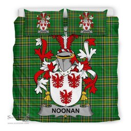 Irish Noonan or O'Noonan Coat of Arms Family Crest Ireland Bedding Set Irish National Tartan Irish County Bedding Set Duvet Covers