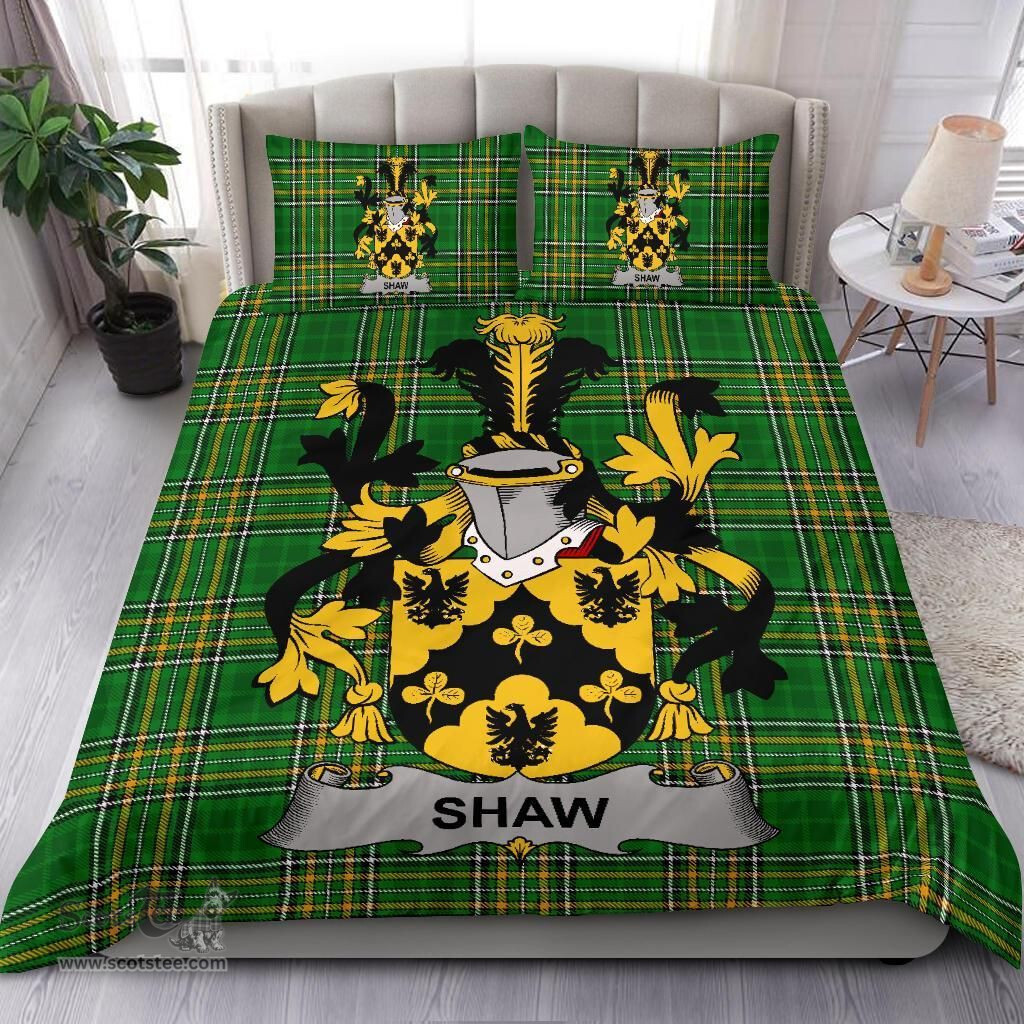 Irish Shaw Coat of Arms Family Crest Ireland Bedding Set Irish National Tartan Irish County Bedding Set Duvet Covers