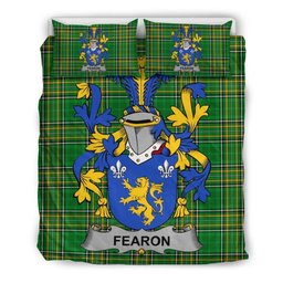 Irish Fearon or O'Fearon Coat of Arms Family Crest Ireland Bedding Set Irish National Tartan Irish County Bedding Set Duvet Covers