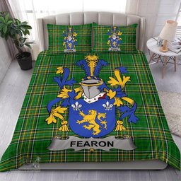 Irish Fearon or O'Fearon Coat of Arms Family Crest Ireland Bedding Set Irish National Tartan Irish County Bedding Set Duvet Covers
