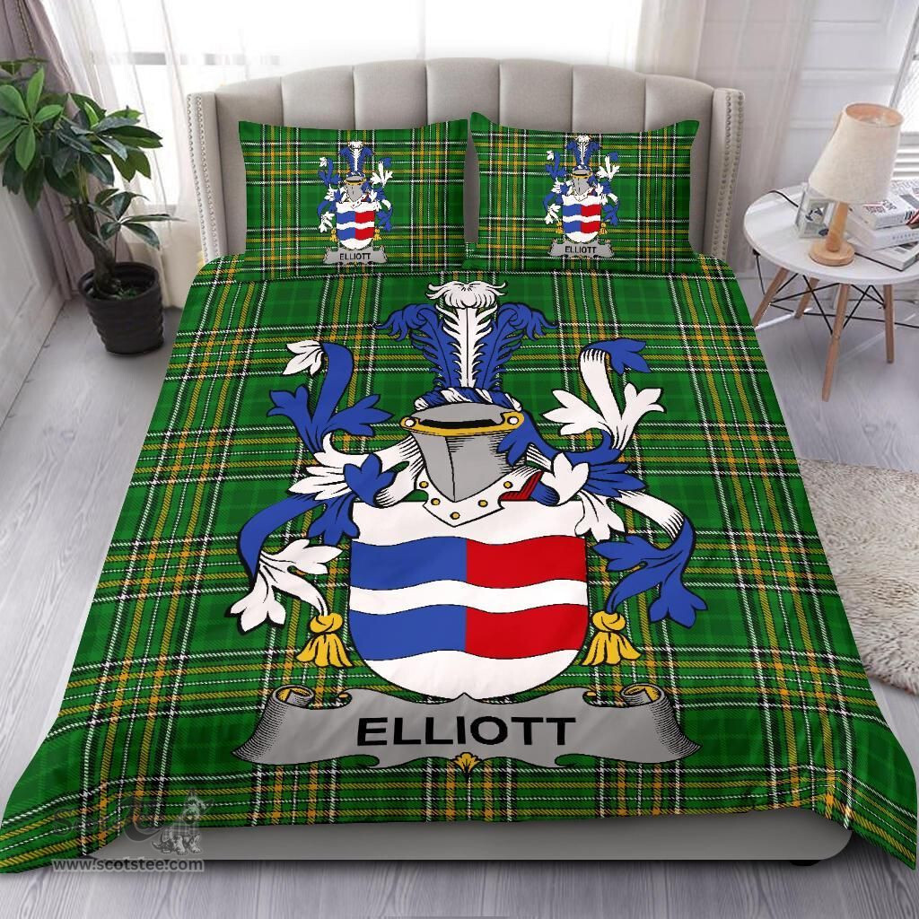Irish Elliott Coat of Arms Family Crest Ireland Bedding Set Irish National Tartan Irish County Bedding Set Duvet Covers