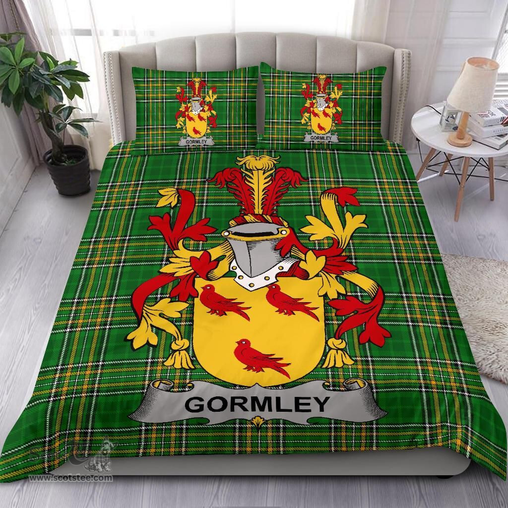Irish Gormley or O'Gormley Coat of Arms Family Crest Ireland Bedding Set Irish National Tartan Irish County Bedding Set Duvet Covers