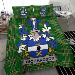 Irish Richardson Coat of Arms Family Crest Ireland Bedding Set Irish National Tartan Irish County Bedding Set Duvet Covers