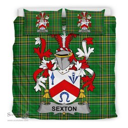 Irish Sexton Coat of Arms Family Crest Ireland Bedding Set Irish National Tartan Irish County Bedding Set Duvet Covers