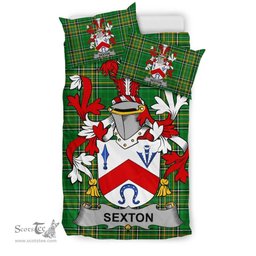 Irish Sexton Coat of Arms Family Crest Ireland Bedding Set Irish National Tartan Irish County Bedding Set Duvet Covers