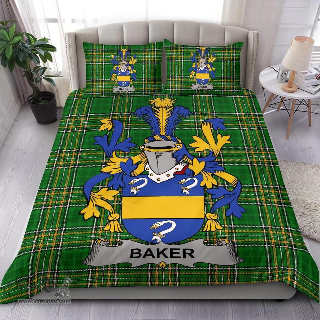 Irish Baker Coat of Arms Family Crest Ireland Bedding Set Irish National Tartan Irish County Bedding Set Duvet Covers