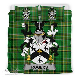 Irish Rogers Coat of Arms Family Crest Ireland Bedding Set Irish National Tartan Irish County Bedding Set Duvet Covers