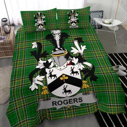 Irish Rogers Coat of Arms Family Crest Ireland Bedding Set Irish National Tartan Irish County Bedding Set Duvet Covers