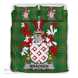 Irish Bracken or O'Bracken Coat of Arms Family Crest Ireland Bedding Set Irish National Tartan Irish County Bedding Set Duvet Covers