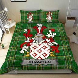 Irish Bracken or O'Bracken Coat of Arms Family Crest Ireland Bedding Set Irish National Tartan Irish County Bedding Set Duvet Covers