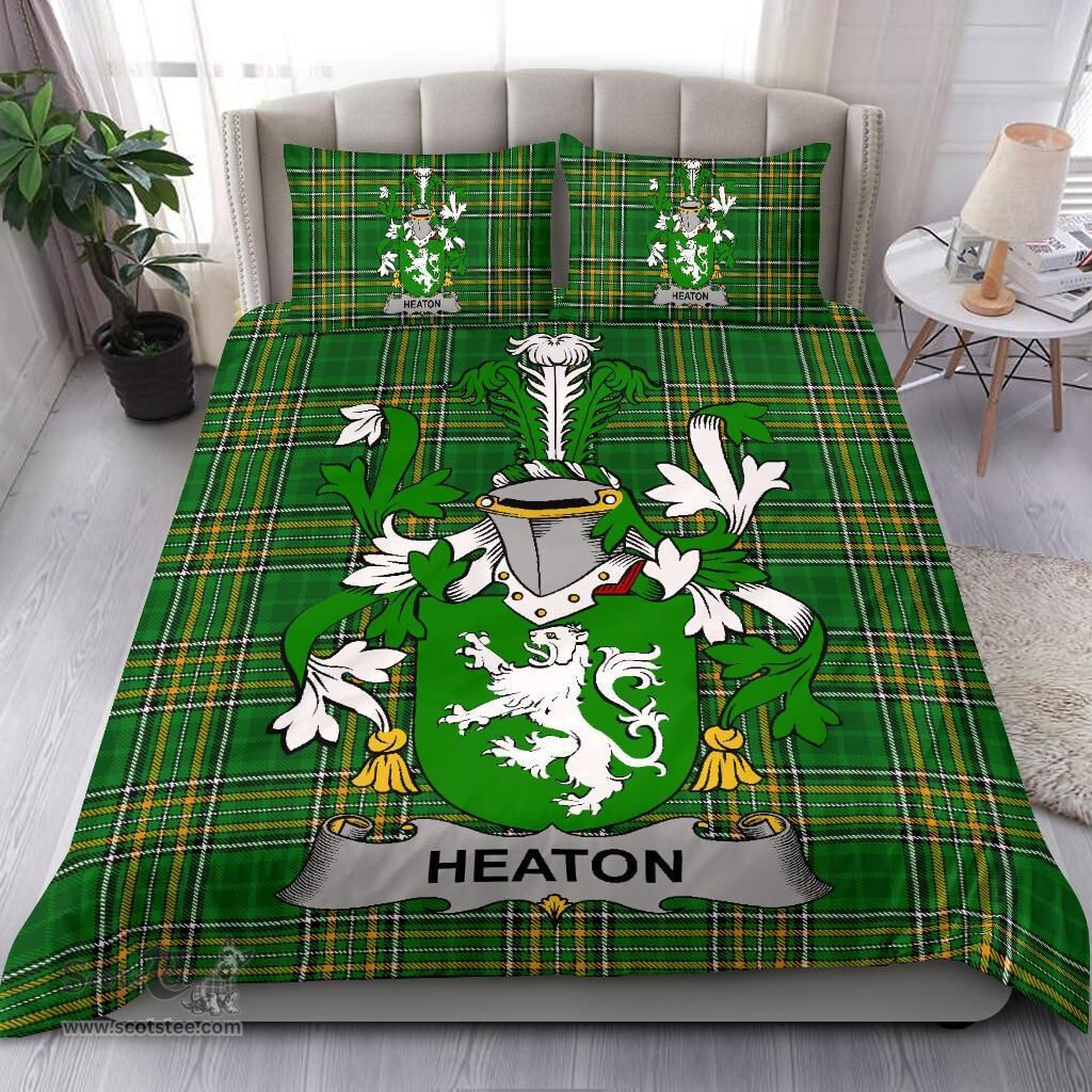 Irish Heaton Coat of Arms Family Crest Ireland Bedding Set Irish National Tartan Irish County Bedding Set Duvet Covers