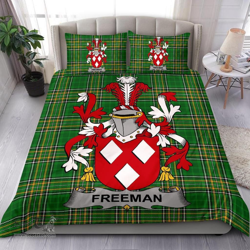 Irish Freeman Coat of Arms Family Crest Ireland Bedding Set Irish National Tartan Irish County Bedding Set Duvet Covers