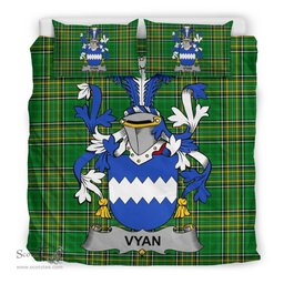 Irish Vyan Coat of Arms Family Crest Ireland Bedding Set Irish National Tartan Irish County Bedding Set Duvet Covers
