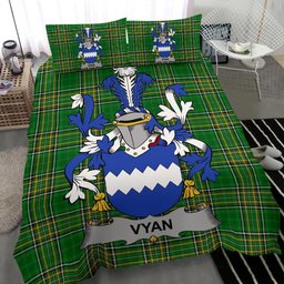 Irish Vyan Coat of Arms Family Crest Ireland Bedding Set Irish National Tartan Irish County Bedding Set Duvet Covers