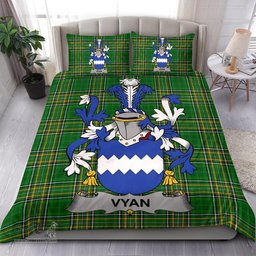 Irish Vyan Coat of Arms Family Crest Ireland Bedding Set Irish National Tartan Irish County Bedding Set Duvet Covers