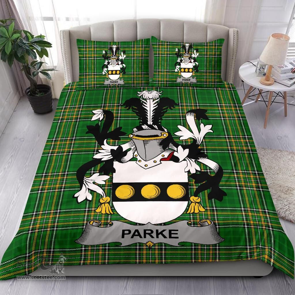 Irish Parke Coat of Arms Family Crest Ireland Bedding Set Irish National Tartan Irish County Bedding Set Duvet Covers