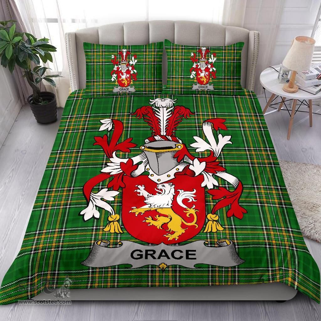 Irish Grace Coat of Arms Family Crest Ireland Bedding Set Irish National Tartan Irish County Bedding Set Duvet Covers