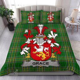 Irish Grace Coat of Arms Family Crest Ireland Bedding Set Irish National Tartan Irish County Bedding Set Duvet Covers