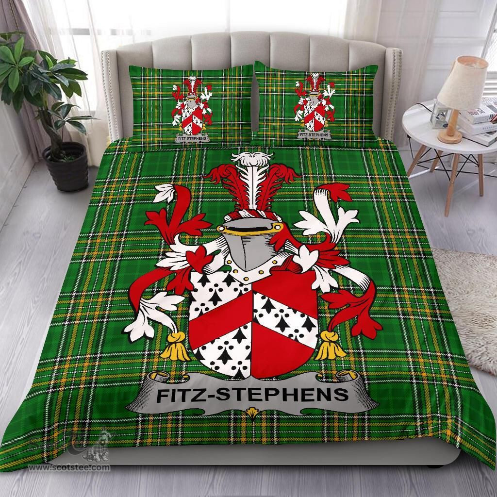 Irish Fitz-Stephens Coat of Arms Family Crest Ireland Bedding Set Irish National Tartan Irish County Bedding Set Duvet Covers