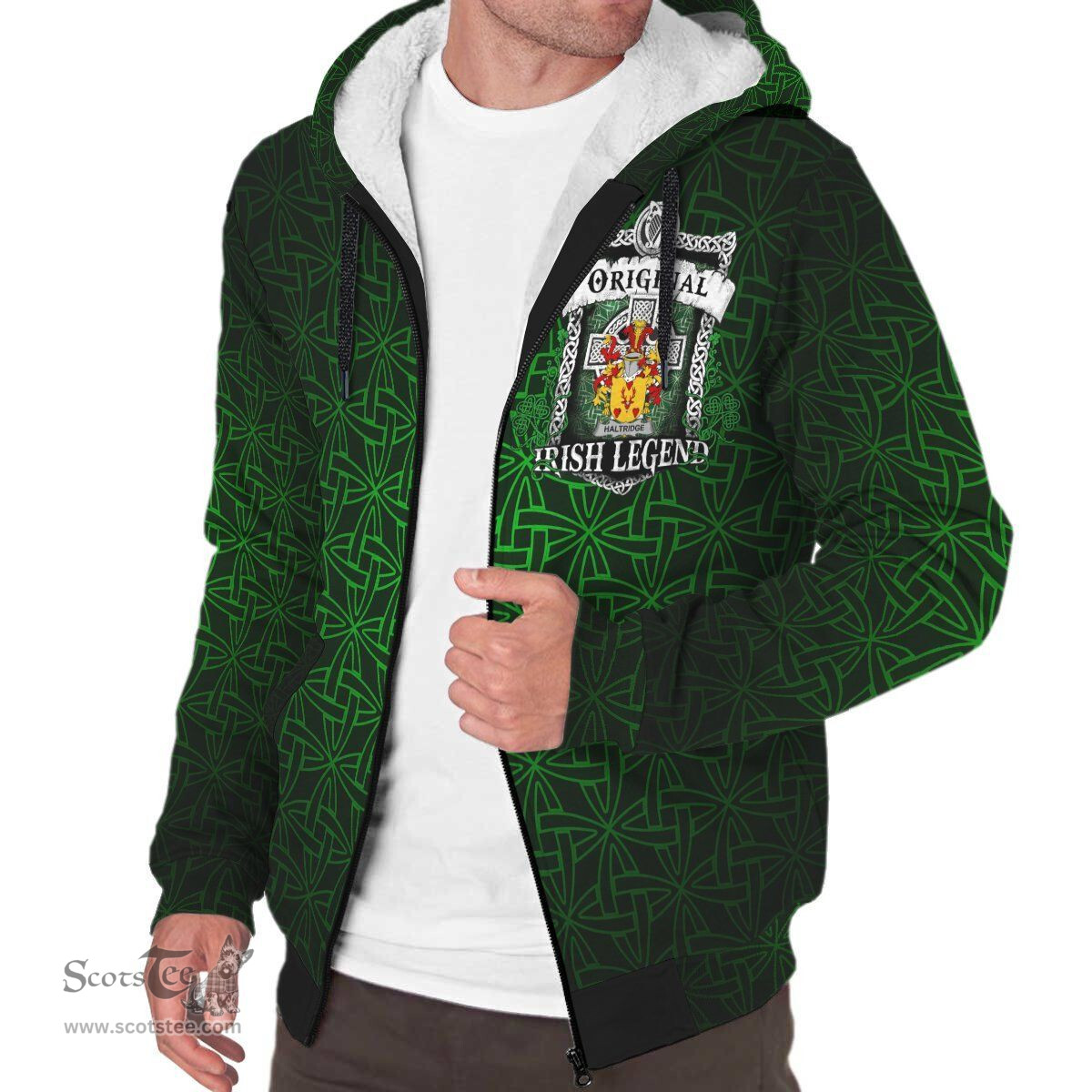 Irish Haltridge Coat of Arms Family Crest Ireland Sherpa Hoodie Original Irish Legend Sherpa Hoodie